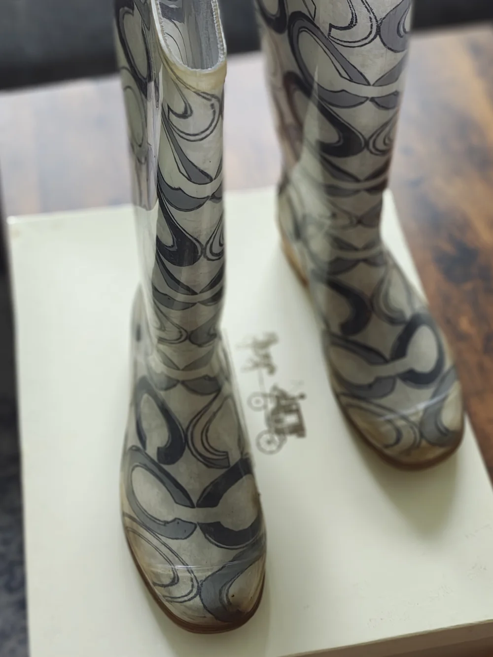 Coach Gray Signature Logo Rain Boots